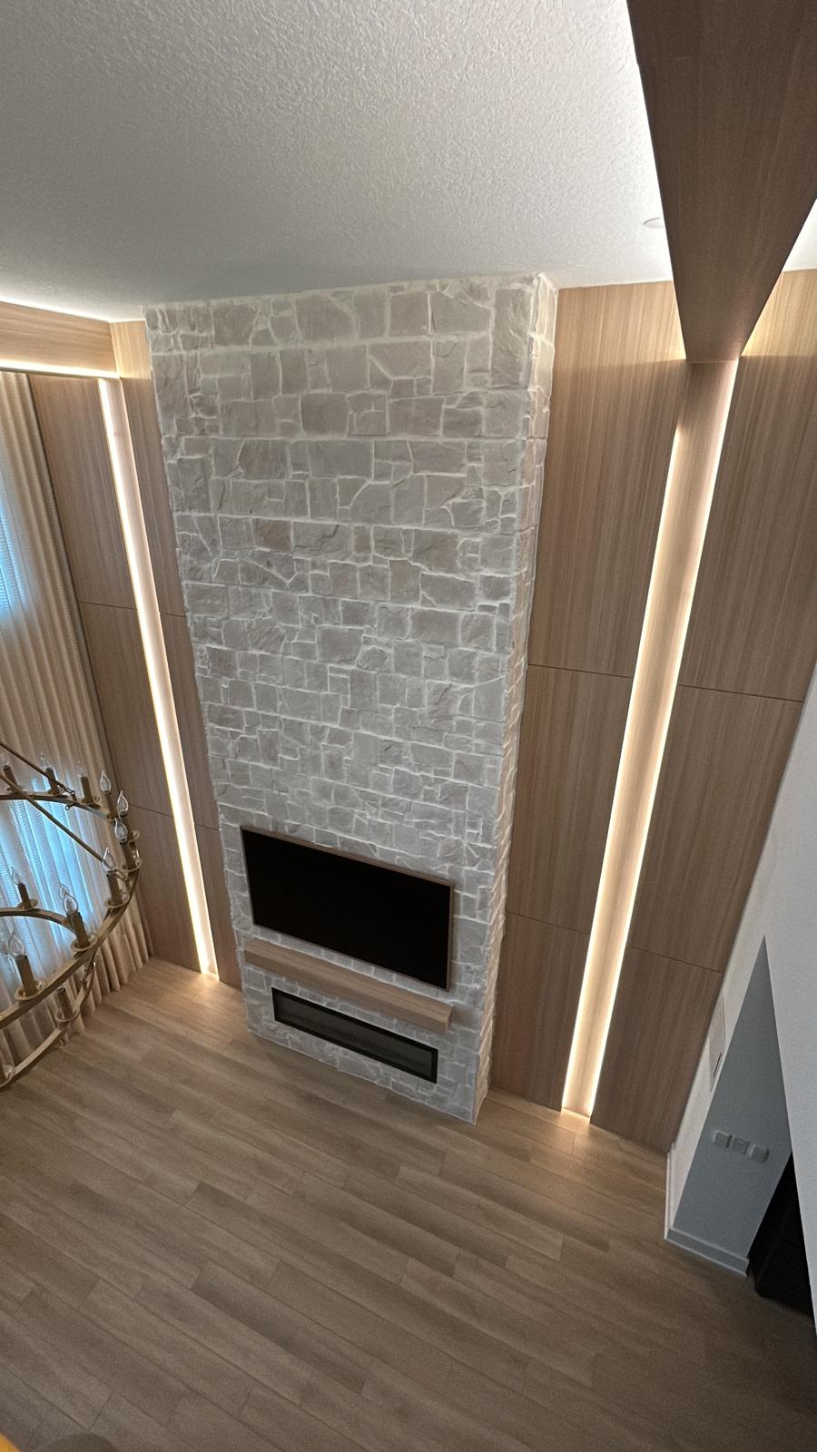 Stone Fireplace & Media Wall — view 5