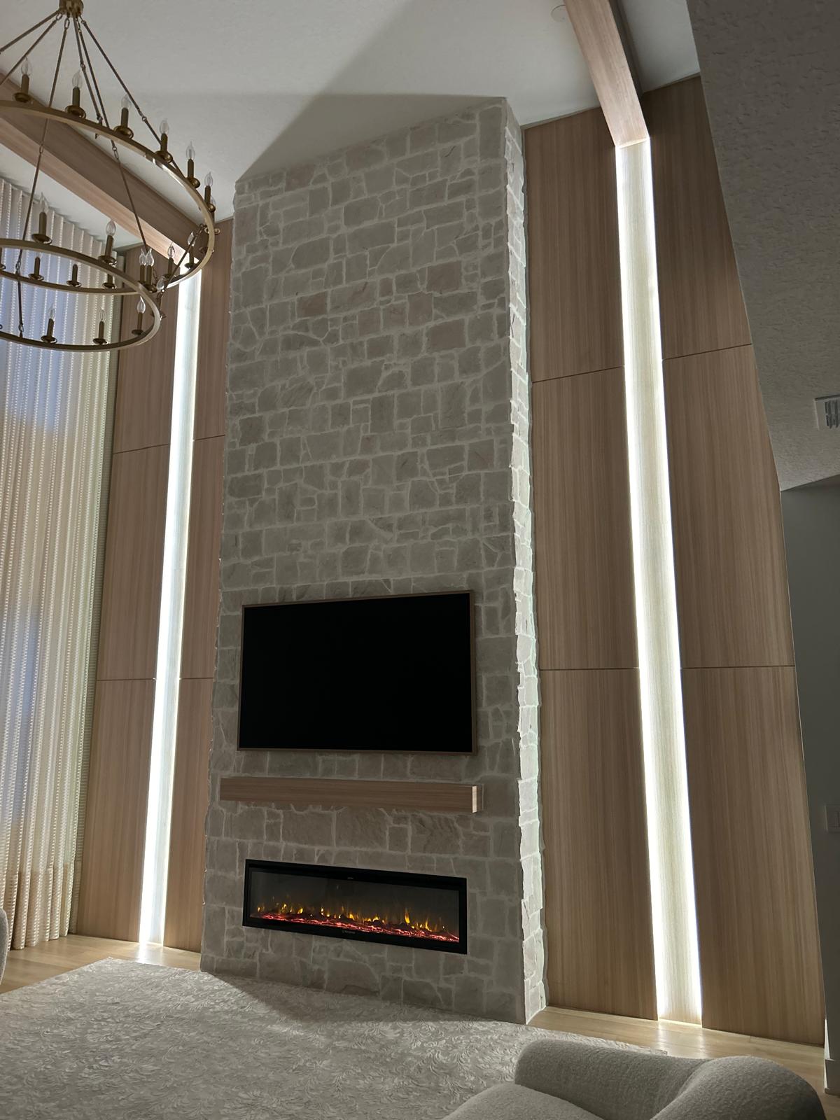 Stone Fireplace & Media Wall — view 4